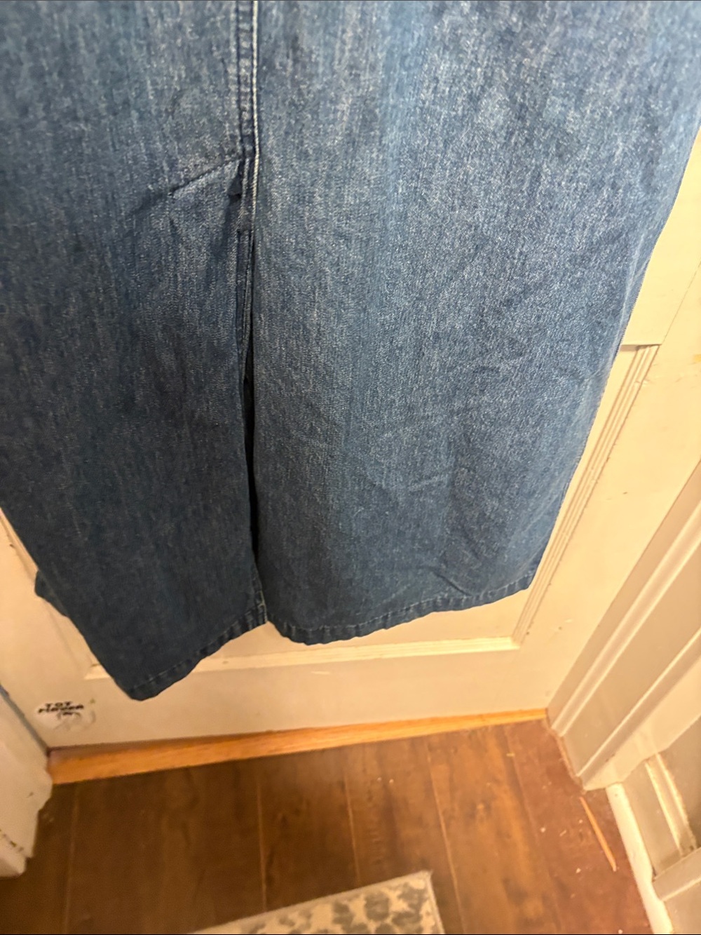 Vintage Long Blue Denim Duster Trench Coat Medium - Picture 10 of 10
